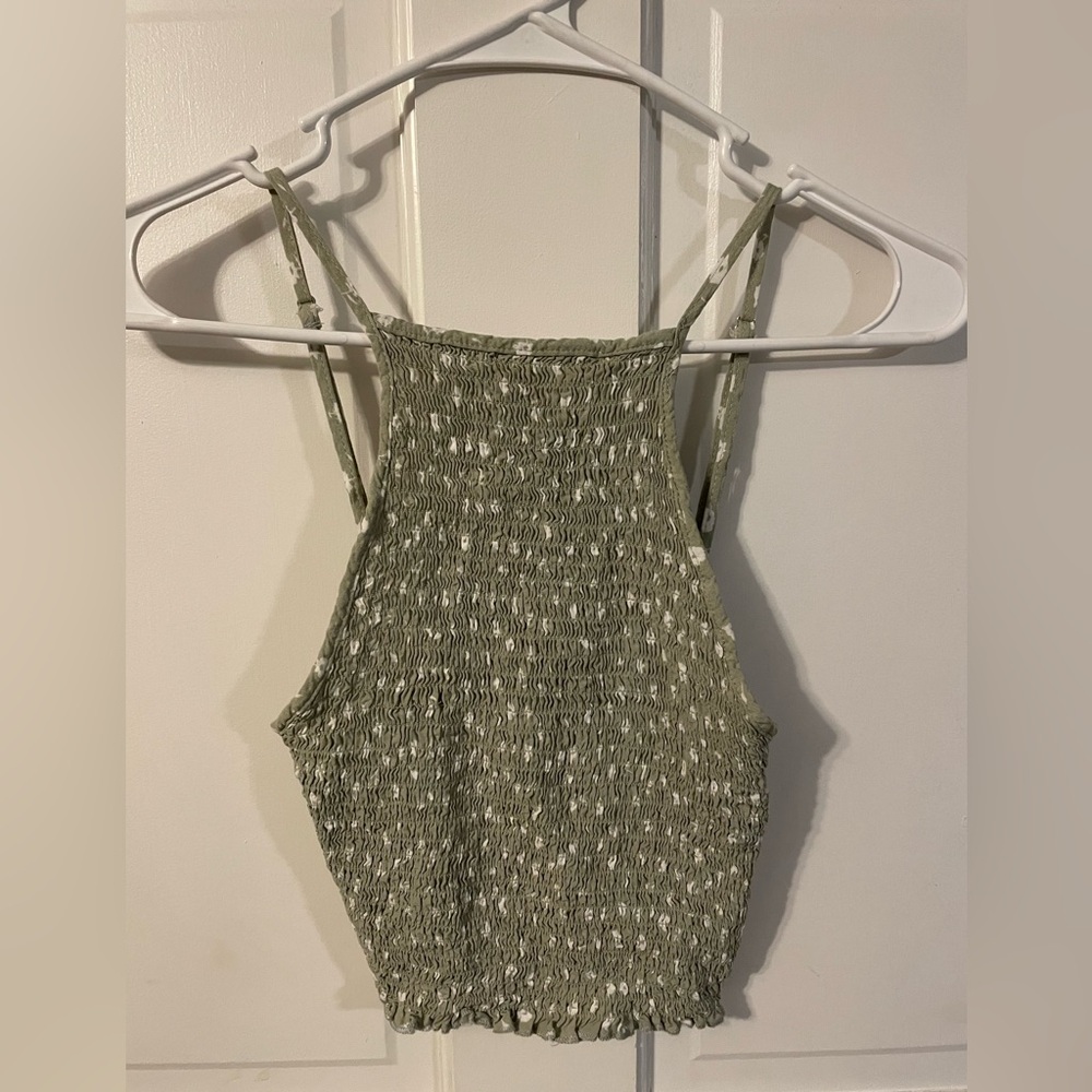 Green Smocked Tank Top